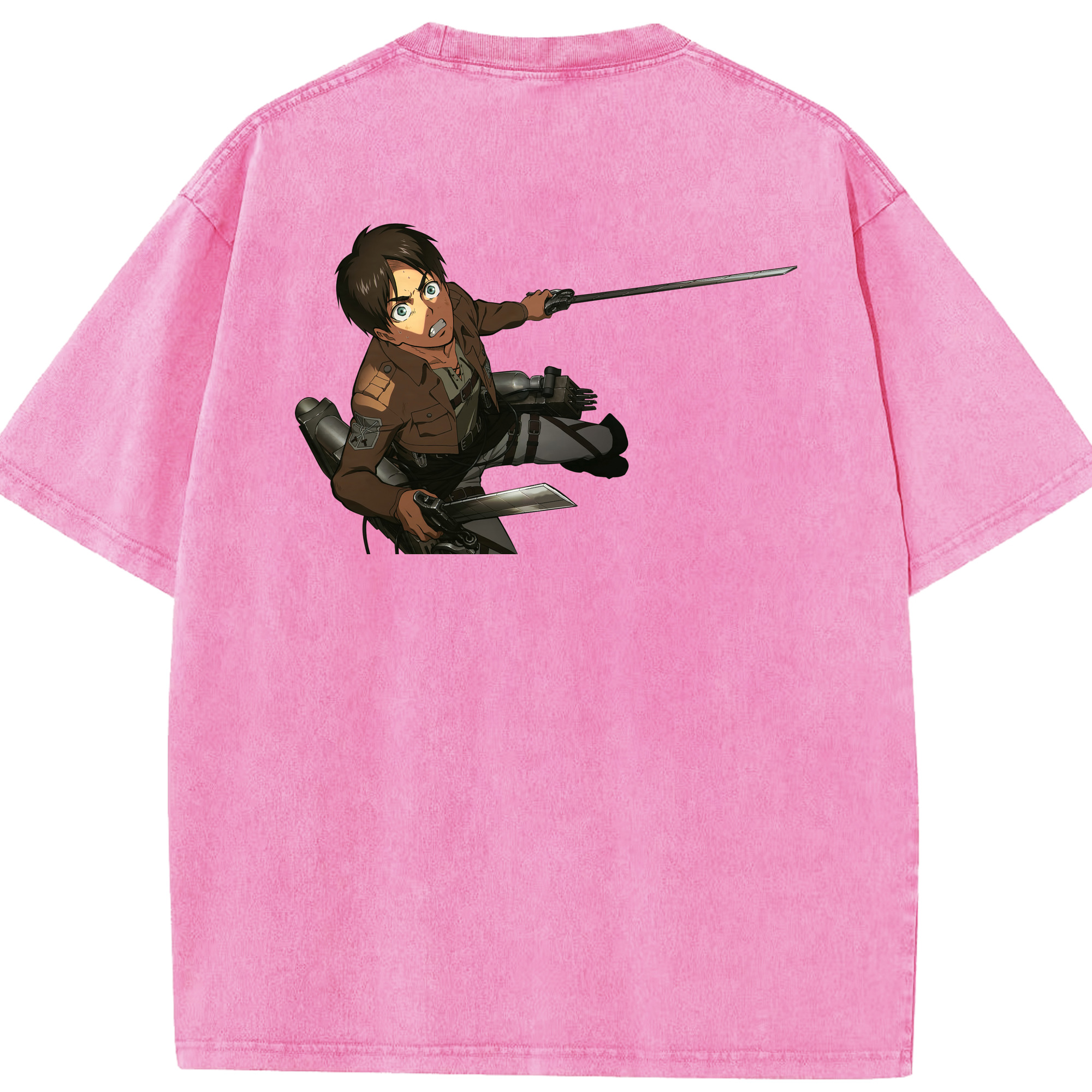 （画像用） 進撃の巨人 エレン･イェーガー Attack on Titan Eren Jäger 綿100% ヴィンテージ風 半袖Tシャツ（背面プリント）